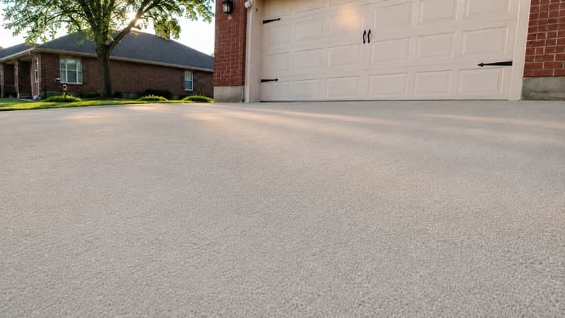 Level smooth concrete driveway after mudjacking repair in Omaha Nebraska